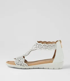 Women SUPERSOFT Comfort|Flats-Floriea White Leather Sandals