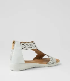 Women SUPERSOFT Comfort|Flats-Floriea White Leather Sandals