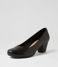 Women SUPERSOFT Comfort|Heels-Follies Black Leather Heels