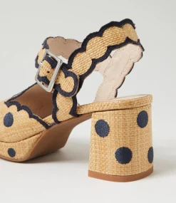 Women SUPERSOFT Comfort|Heels-Following Natural Black Synthetic Raffia Sandals