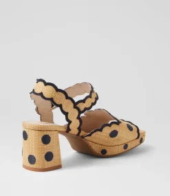 Women SUPERSOFT Comfort|Heels-Following Natural Black Synthetic Raffia Sandals