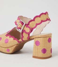 Women SUPERSOFT Comfort|Heels-Following Natural Pink Synthetic Raffia Sandals
