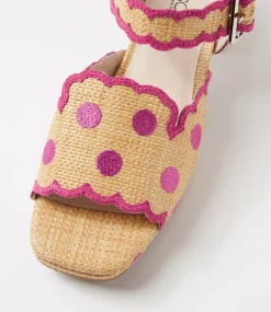Women SUPERSOFT Comfort|Heels-Following Natural Pink Synthetic Raffia Sandals
