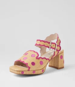 Women SUPERSOFT Comfort|Heels-Following Natural Pink Synthetic Raffia Sandals