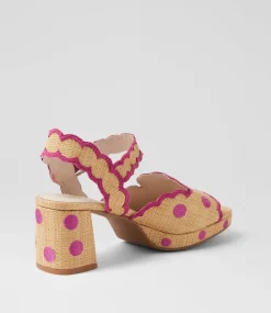Women SUPERSOFT Comfort|Heels-Following Natural Pink Synthetic Raffia Sandals