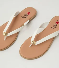 Women I LOVE BILLY Flats|Sandals-Forano White Sandals