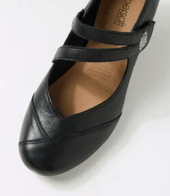 Women SUPERSOFT Comfort|Mary Janes-Fortunet Black Leather Mary Jane Heels