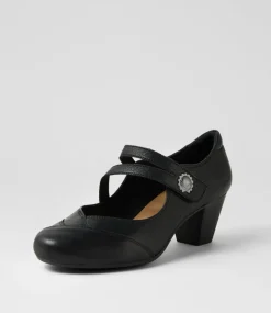 Women SUPERSOFT Comfort|Mary Janes-Fortunet Black Leather Mary Jane Heels