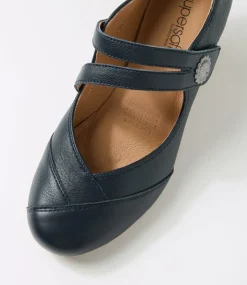 Women SUPERSOFT Comfort|Mary Janes-Fortunet Navy Leather Mary Jane Heels