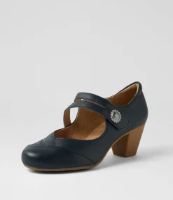 Women SUPERSOFT Comfort|Mary Janes-Fortunet Navy Leather Mary Jane Heels