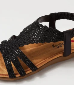 Women I LOVE BILLY Flats|Sandals-Fossio Black Multi Sandals