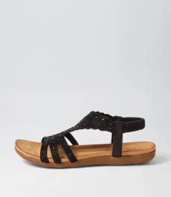 Women I LOVE BILLY Flats|Sandals-Fossio Black Multi Sandals