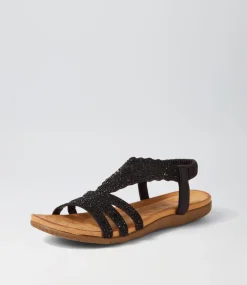 Women I LOVE BILLY Flats|Sandals-Fossio Black Multi Sandals