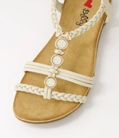 Women I LOVE BILLY Flats|Sandals-Franki Almond Multi Sandals
