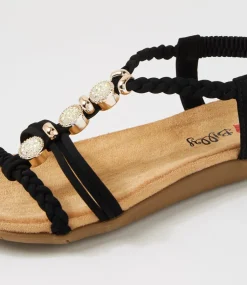 Women I LOVE BILLY Flats|Sandals-Franki Black Multi Sandals