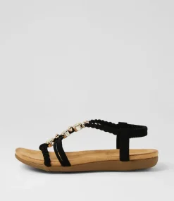 Women I LOVE BILLY Flats|Sandals-Franki Black Multi Sandals