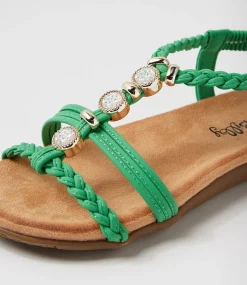 Women I LOVE BILLY Flats|Sandals-Franki Green Sandals