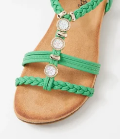 Women I LOVE BILLY Flats|Sandals-Franki Green Sandals