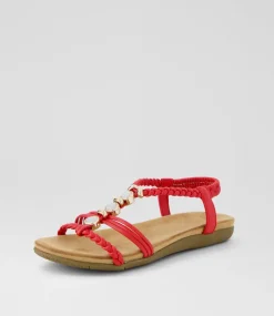 Women I LOVE BILLY Flats|Sandals-Franki Red Sandals