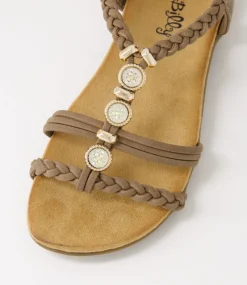 Women I LOVE BILLY Flats|Sandals-Franki Taupe Multi Sandals
