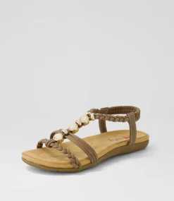 Women I LOVE BILLY Flats|Sandals-Franki Taupe Multi Sandals