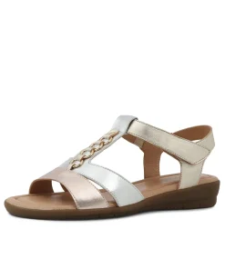 Women SUPERSOFT Flats|Sandals-Frankie2 Rose Gold Silver Multi Sandals
