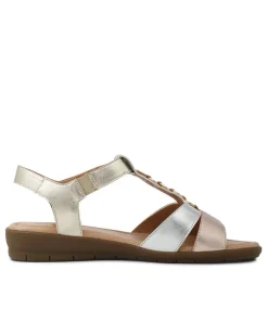 Women SUPERSOFT Flats|Sandals-Frankie2 Rose Gold Silver Multi Sandals