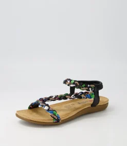 Women I LOVE BILLY Flats|Sandals-Frazel Black Multi Sandals