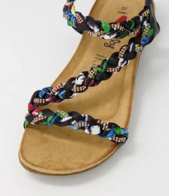 Women I LOVE BILLY Flats|Sandals-Frazel Black Multi Sandals
