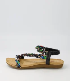 Women I LOVE BILLY Flats|Sandals-Frazel Black Multi Sandals