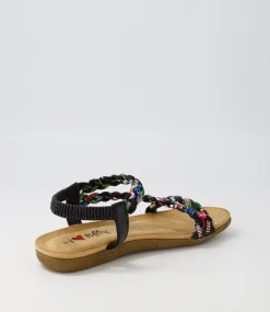 Women I LOVE BILLY Flats|Sandals-Frazel Black Multi Sandals