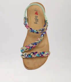 Women I LOVE BILLY Flats|Sandals-Frazel Sage Multi Sandals