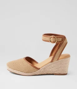 Women DIANA FERRARI Heels-Fremontt Natural Tan Woven Leather Heels