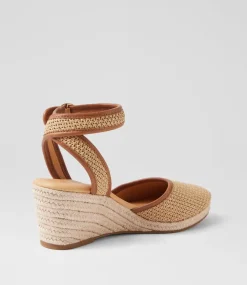 Women DIANA FERRARI Heels-Fremontt Natural Tan Woven Leather Heels