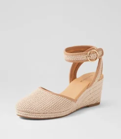 Women DIANA FERRARI Heels-Fremontt Stone Camel Woven Leather Heels
