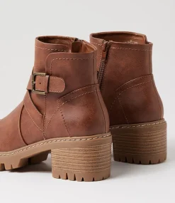 Women I LOVE BILLY Boots-Fringle Cognac Ankle Boots