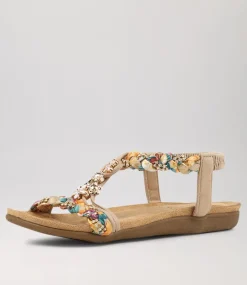 Women I LOVE BILLY Flats|Sandals-Frose Beige Multi Sandals