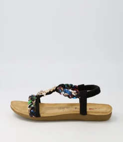 Women I LOVE BILLY Flats|Sandals-Frose Black Multi Sandals
