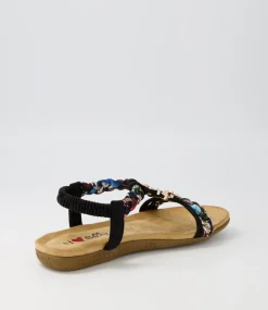 Women I LOVE BILLY Flats|Sandals-Frose Black Multi Sandals