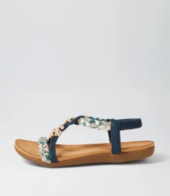 Women I LOVE BILLY Flats|Sandals-Frose Navy Multi Sandals