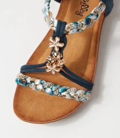 Women I LOVE BILLY Flats|Sandals-Frose Navy Multi Sandals