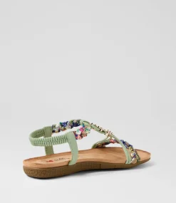 Women I LOVE BILLY Flats|Sandals-Frose Sage Fabric Sandals