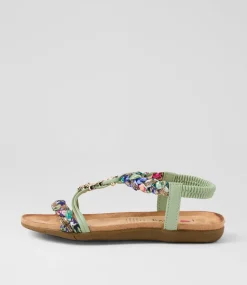 Women I LOVE BILLY Flats|Sandals-Frose Sage Fabric Sandals