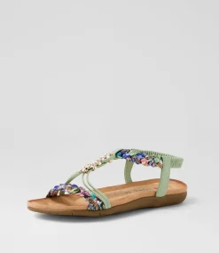 Women I LOVE BILLY Flats|Sandals-Frose Sage Fabric Sandals