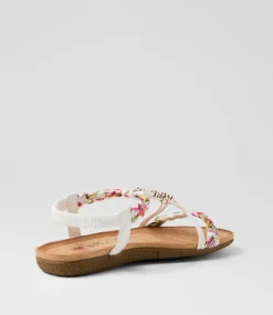 Women I LOVE BILLY Flats|Sandals-Frose White Fabric Sandals