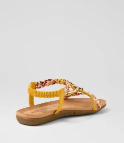 Women I LOVE BILLY Flats|Sandals-Frose Yellow Fabric Sandals