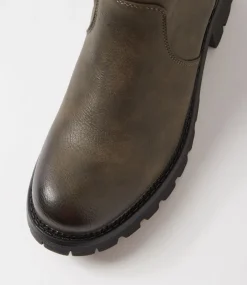 Women I LOVE BILLY Boots-Fujol Olive Ankle Boots