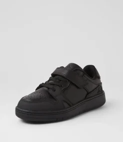 COLORADO Sport School Shoes|Junior School Shoes-Funk Jnr Adj Black Leather Sneakers