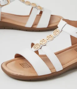 Women SUPERSOFT Comfort|Flats-Fussi White Leather Sandals