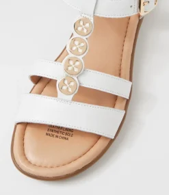 Women SUPERSOFT Comfort|Flats-Fussi White Leather Sandals
